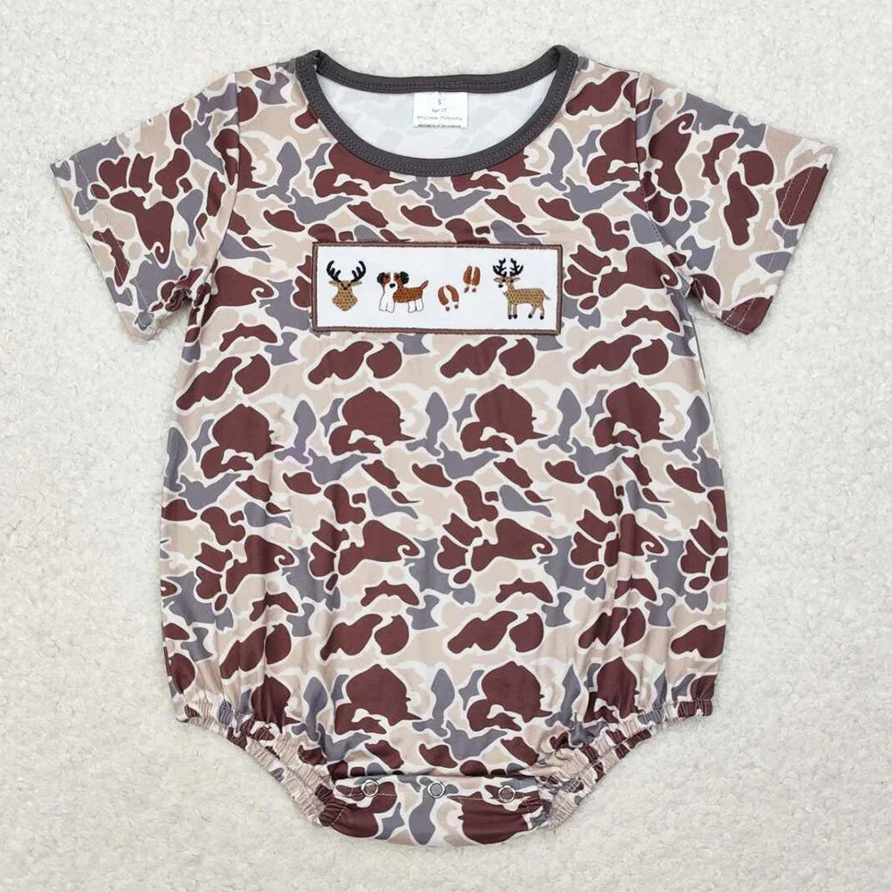 Boutique Infant Baby Boys Bubble Rompers Fashion Kids Designer Clothes Boys Camo Ducks Short Sleeve Rompers Toddler Boys Onesies