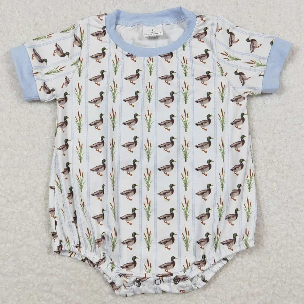 Boutique Infant Baby Boys Bubble Rompers Fashion Kids Designer Clothes Boys Camo Ducks Short Sleeve Rompers Toddler Boys Onesies