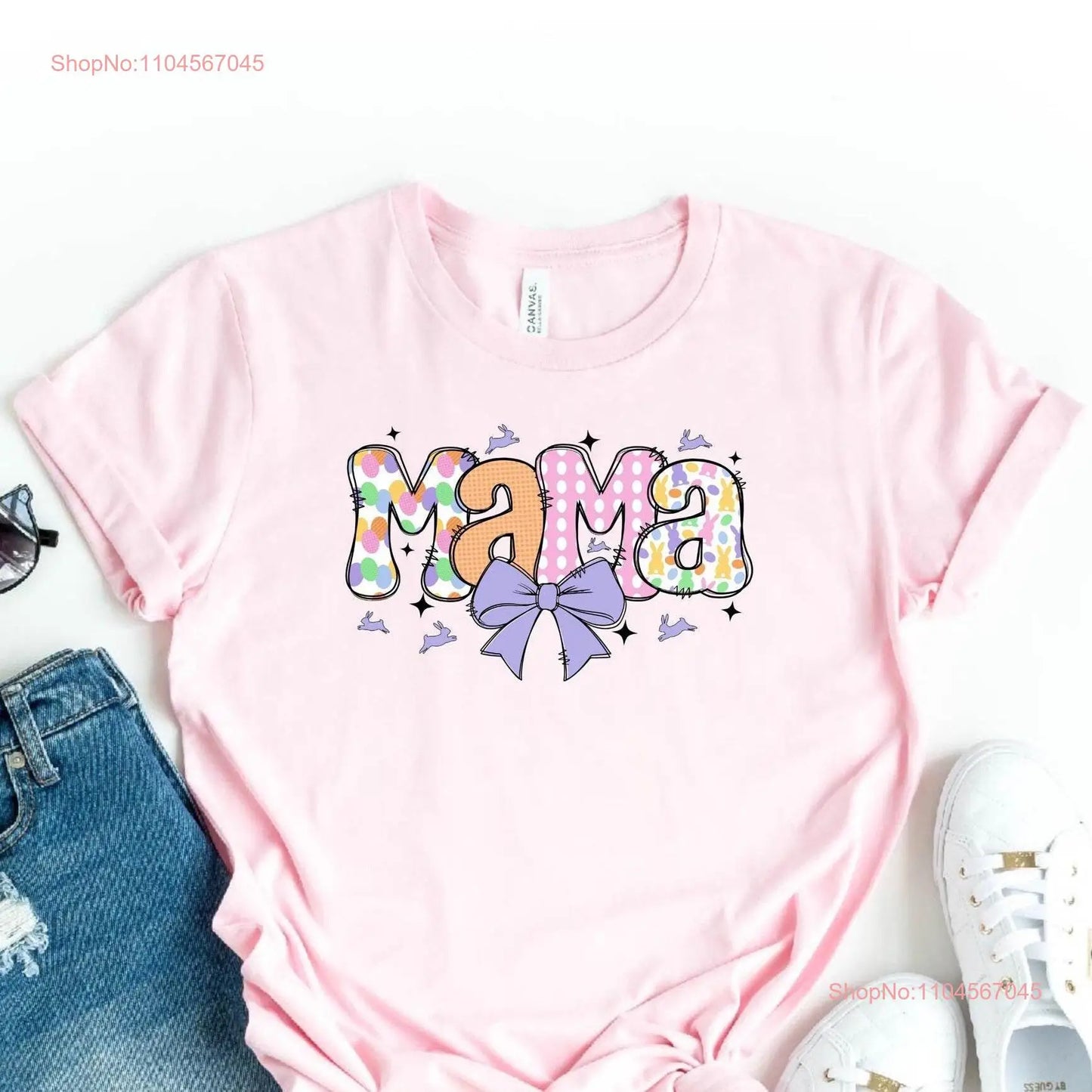 Easter Mama T Shirt Day Mom Funny Bunny for Pregnancy Announcement long or short sleeves