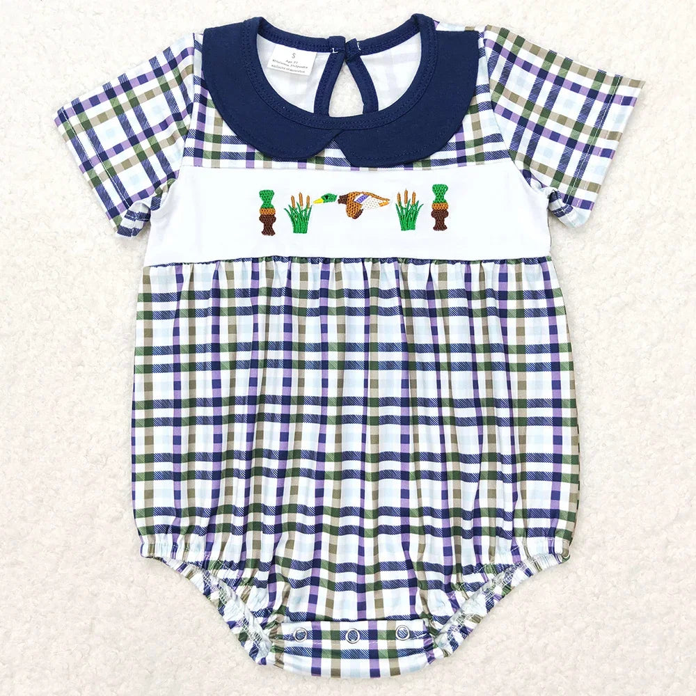 Boutique Infant Baby Boys Bubble Rompers Fashion Kids Designer Clothes Boys Camo Ducks Short Sleeve Rompers Toddler Boys Onesies