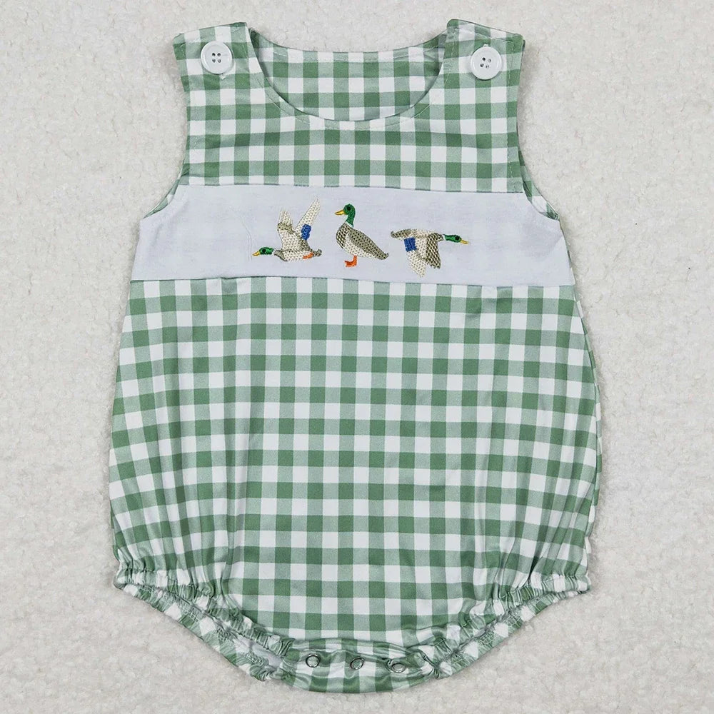 Boutique Infant Baby Boys Bubble Rompers Fashion Kids Designer Clothes Boys Camo Ducks Short Sleeve Rompers Toddler Boys Onesies