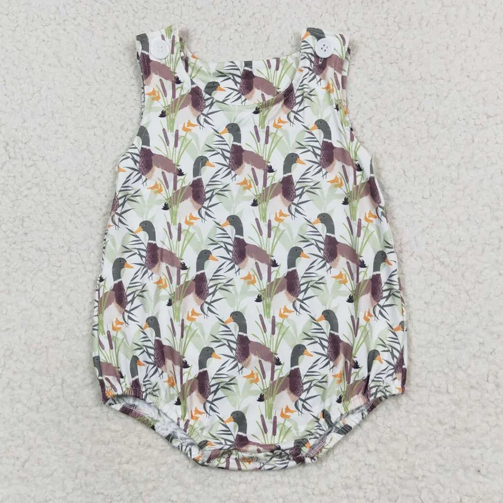 Boutique Infant Baby Boys Bubble Rompers Fashion Kids Designer Clothes Boys Camo Ducks Short Sleeve Rompers Toddler Boys Onesies