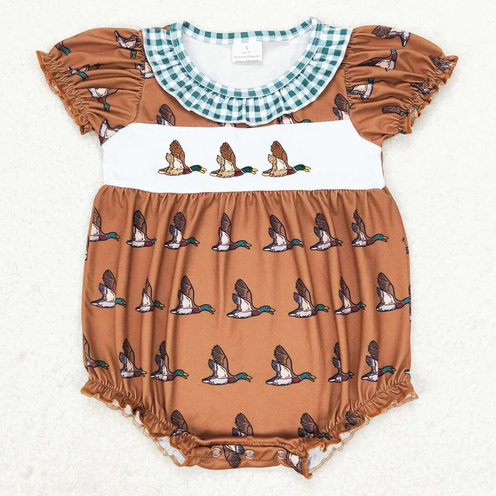 Boutique Infant Baby Boys Bubble Rompers Fashion Kids Designer Clothes Boys Camo Ducks Short Sleeve Rompers Toddler Boys Onesies