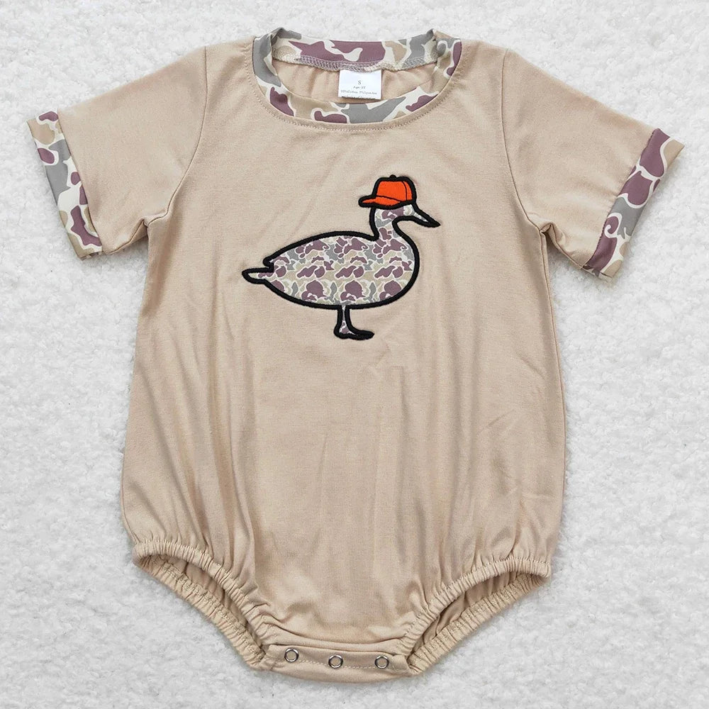 Boutique Infant Baby Boys Bubble Rompers Fashion Kids Designer Clothes Boys Camo Ducks Short Sleeve Rompers Toddler Boys Onesies