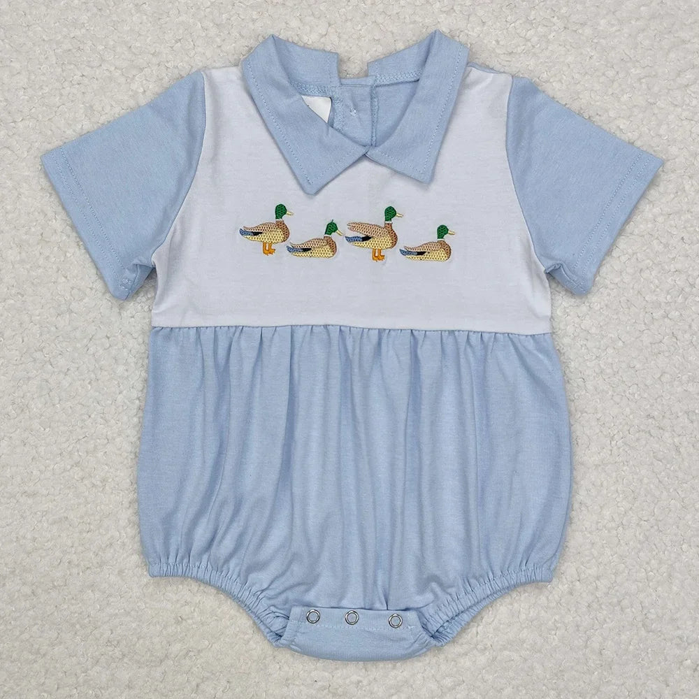 Boutique Infant Baby Boys Bubble Rompers Fashion Kids Designer Clothes Boys Camo Ducks Short Sleeve Rompers Toddler Boys Onesies