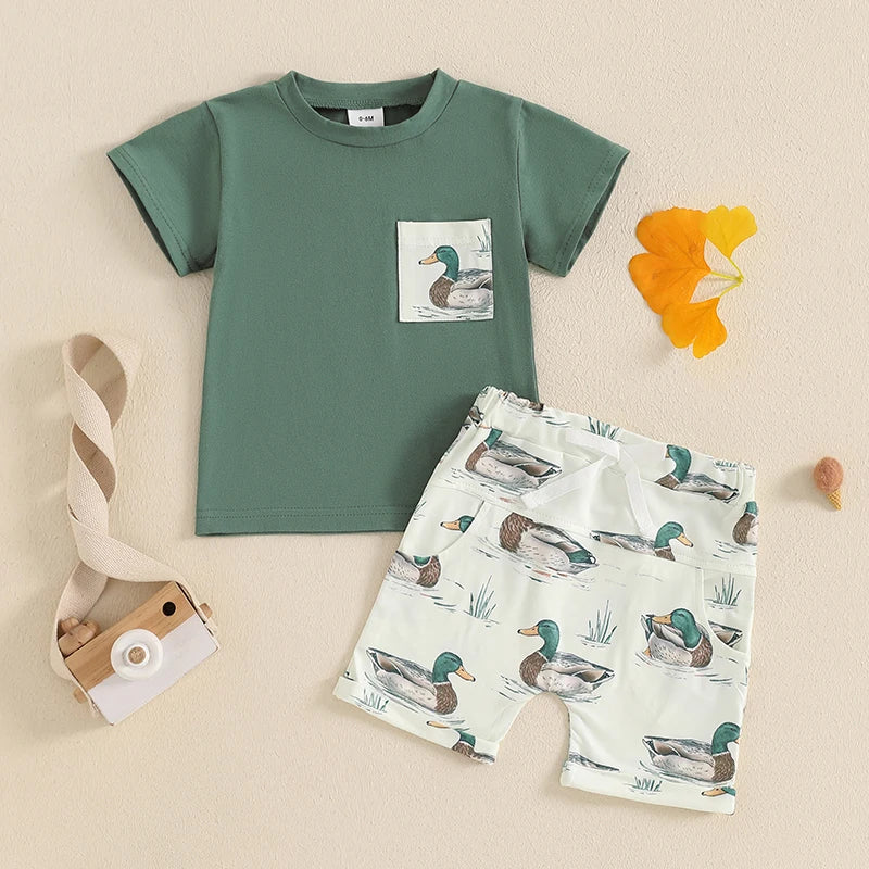 Toddler Baby Boy Duck Outfit Short Sleeve
