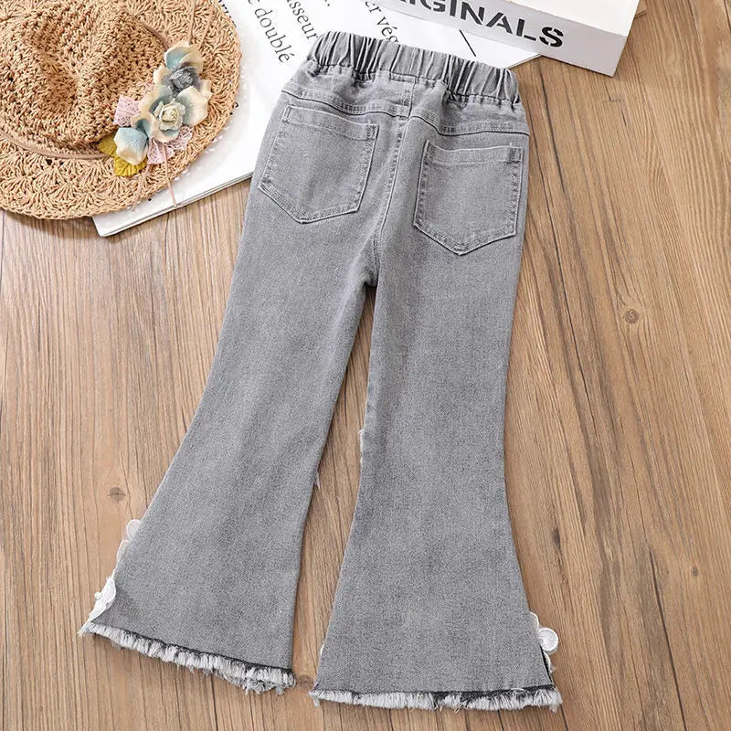 Girls demin and flower outfit