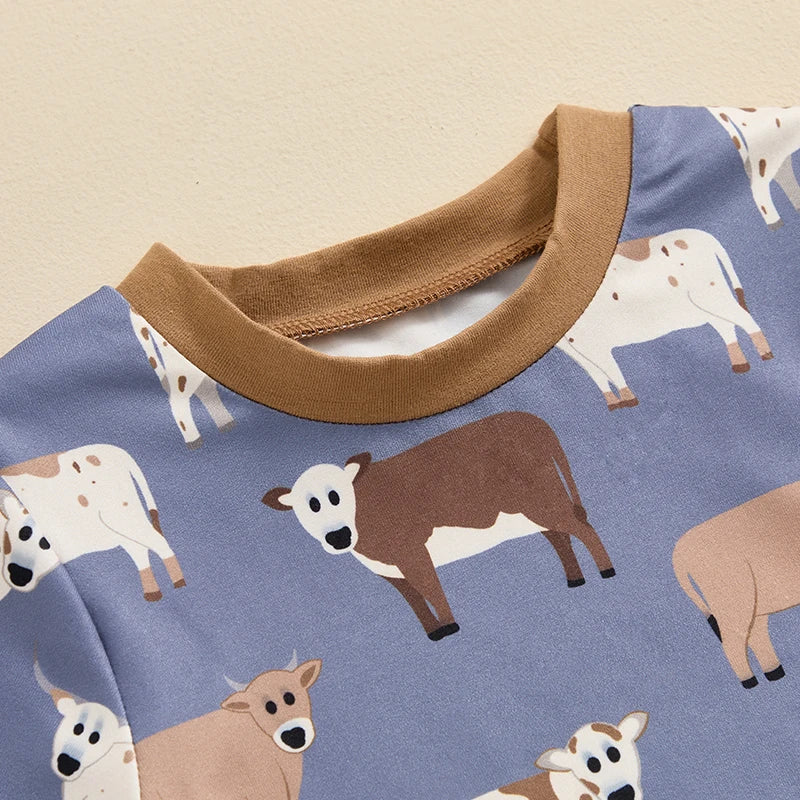 Toddler Boy Farm Outfit Chicken and Cows