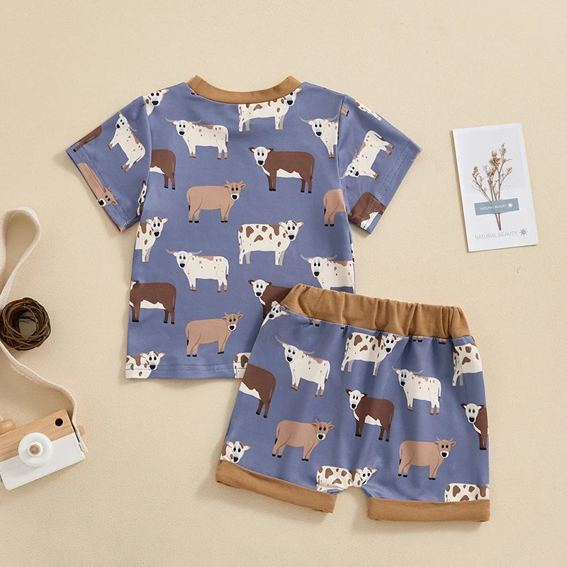 Toddler Boy Farm Outfit Chicken and Cows