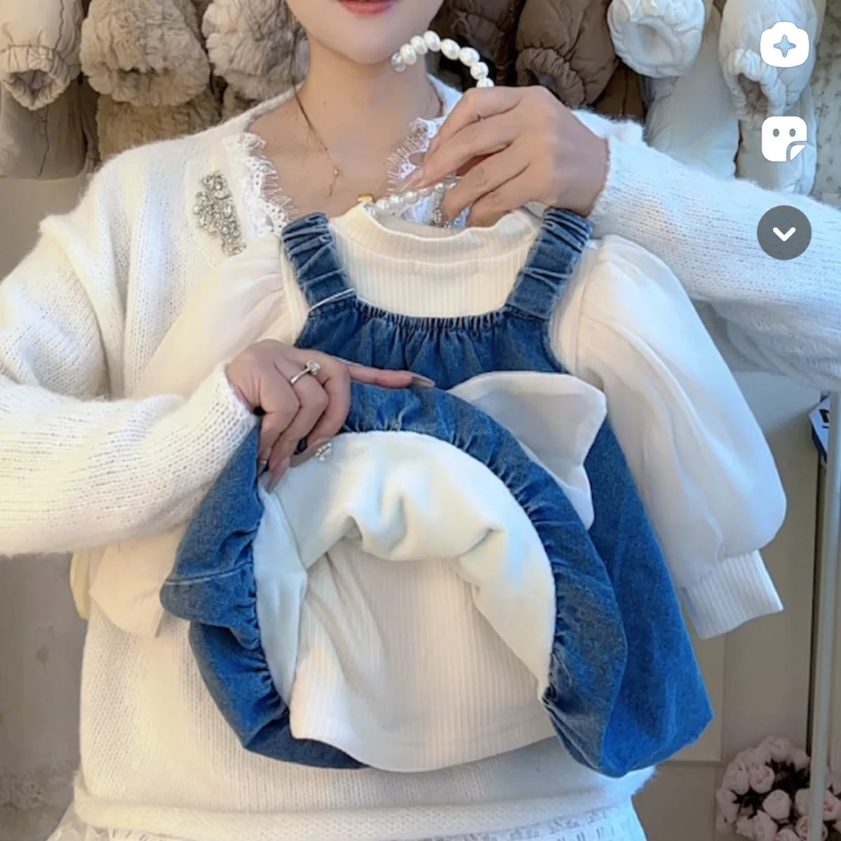 Girl denim dress with bow