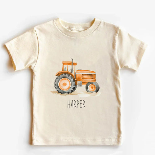 Personalized Tractor Toddler Shirt Kids T-Shirt Custom Name