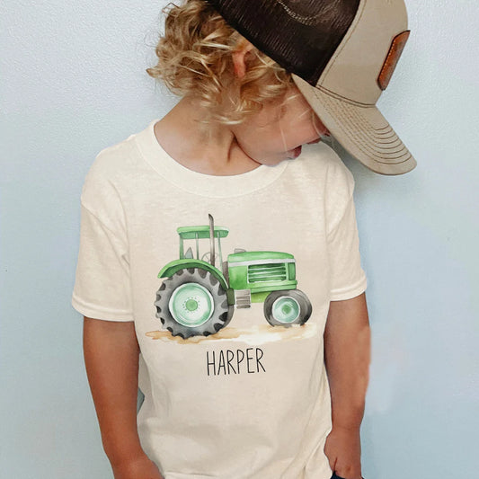 Personalized Tractor Toddler Shirt Kids T-Shirt Custom Name