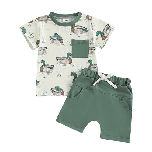 Toddler Baby Boy Duck Outfit Short Sleeve