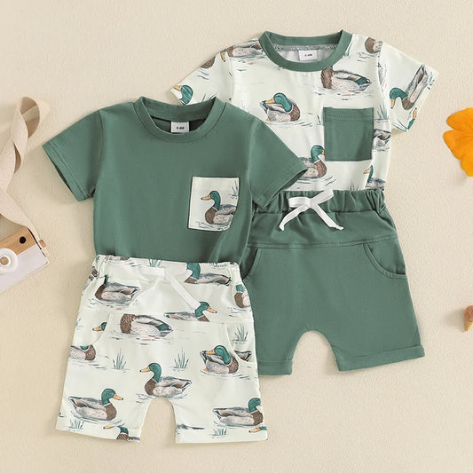 Toddler Baby Boy Duck Outfit Short Sleeve