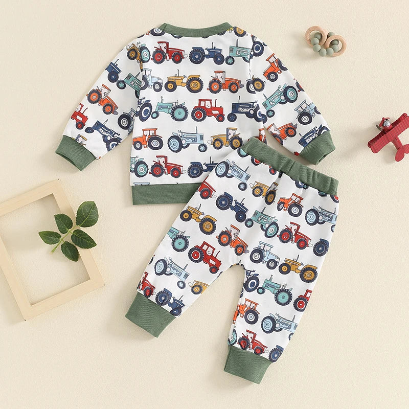 Baby Boy 2Pcs Farm Outfits Long Sleeve Tractor