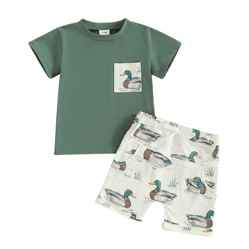 Toddler Baby Boy Duck Outfit Short Sleeve