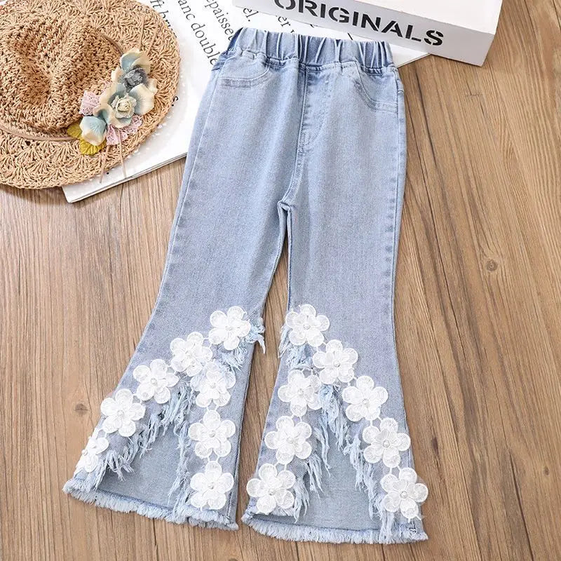 Girls demin and flower outfit