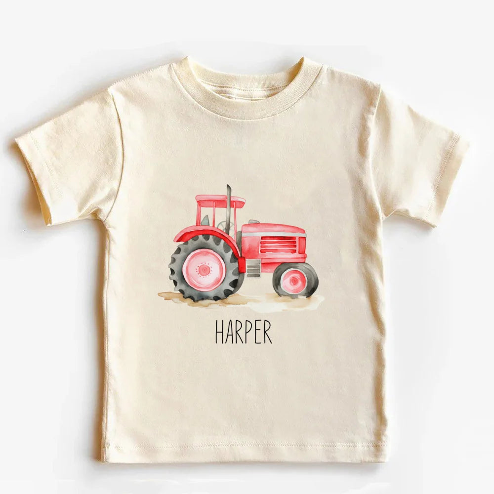 Personalized Tractor Toddler Shirt Kids T-Shirt Custom Name