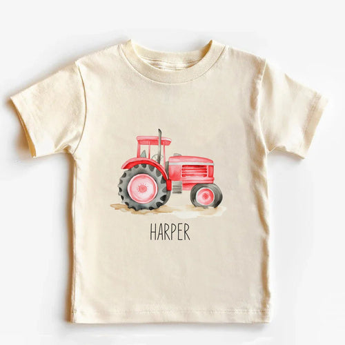 Personalized Tractor Toddler Shirt Kids T-Shirt Custom Name