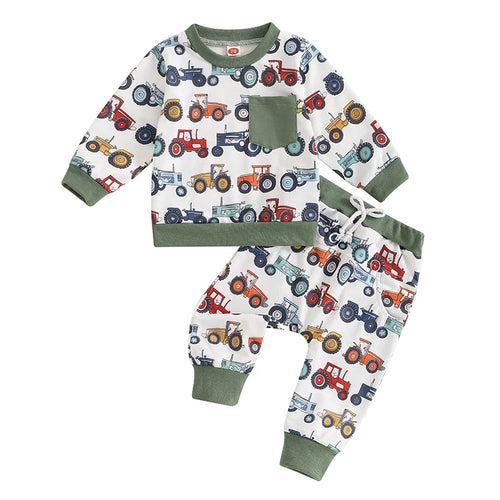 Baby Boy 2Pcs Farm Outfits Long Sleeve Tractor