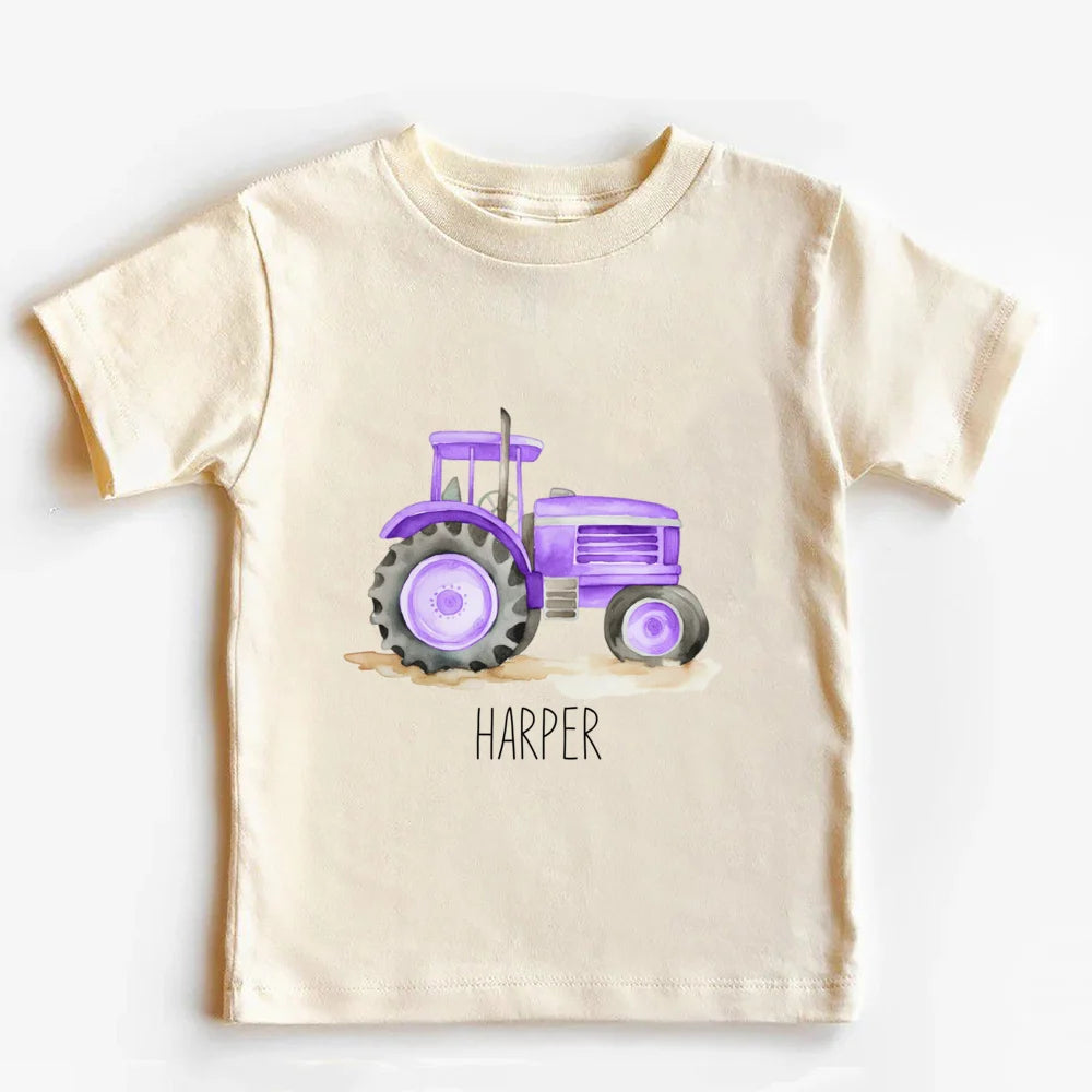 Personalized Tractor Toddler Shirt Kids T-Shirt Custom Name