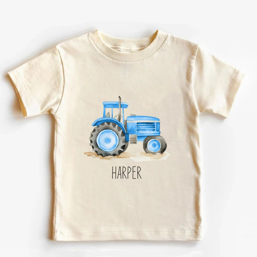 Personalized Tractor Toddler Shirt Kids T-Shirt Custom Name