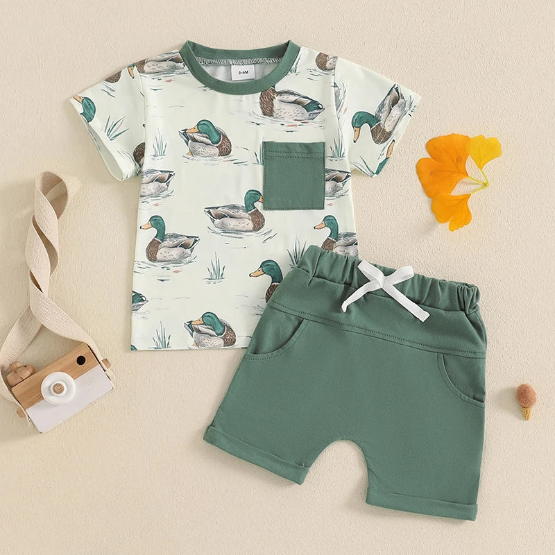 Toddler Baby Boy Duck Outfit Short Sleeve