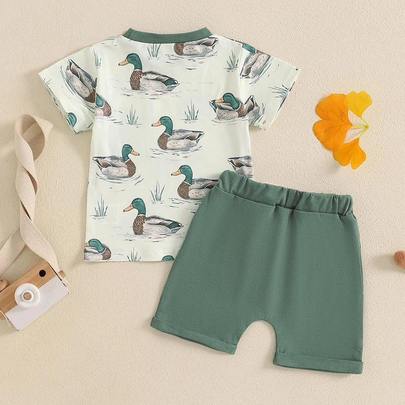Toddler Baby Boy Duck Outfit Short Sleeve
