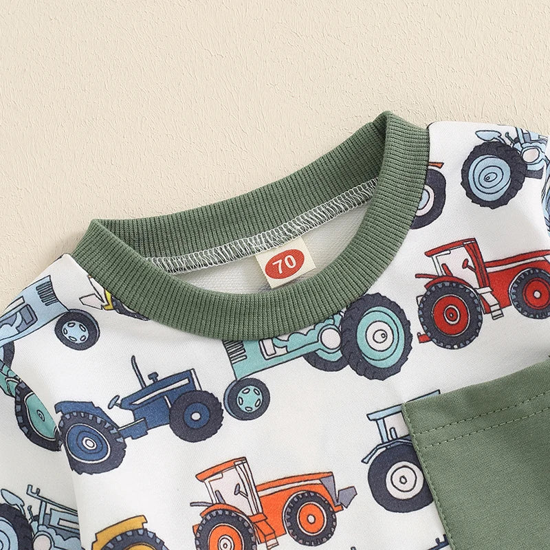 Baby Boy 2Pcs Farm Outfits Long Sleeve Tractor