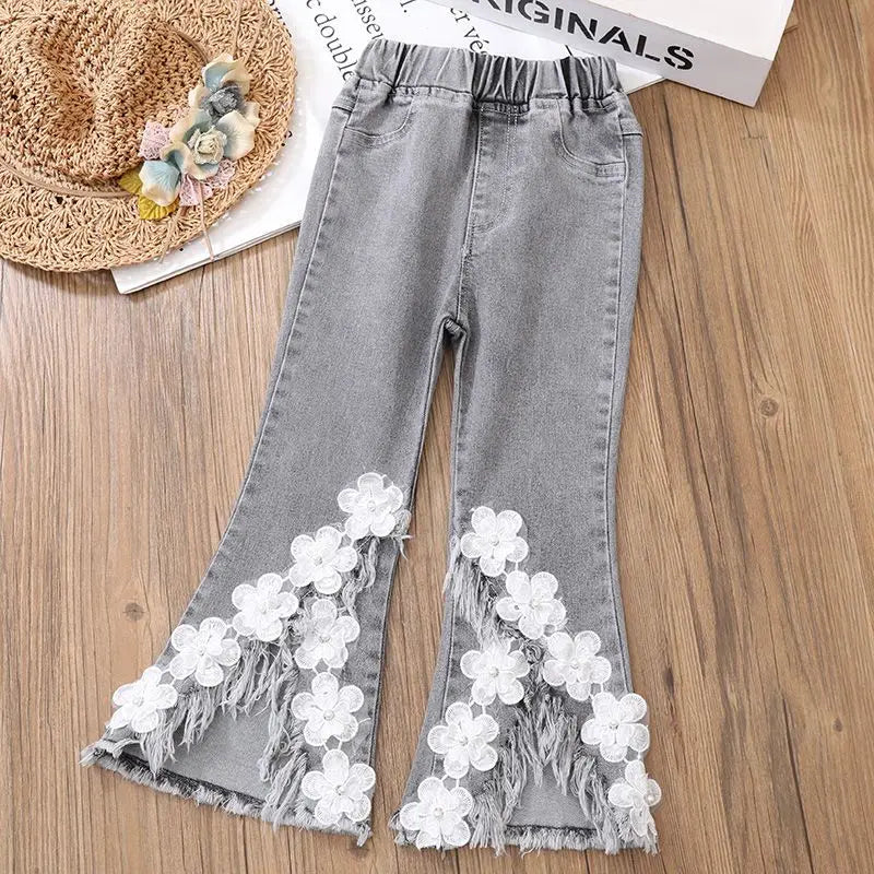 Girls demin and flower outfit