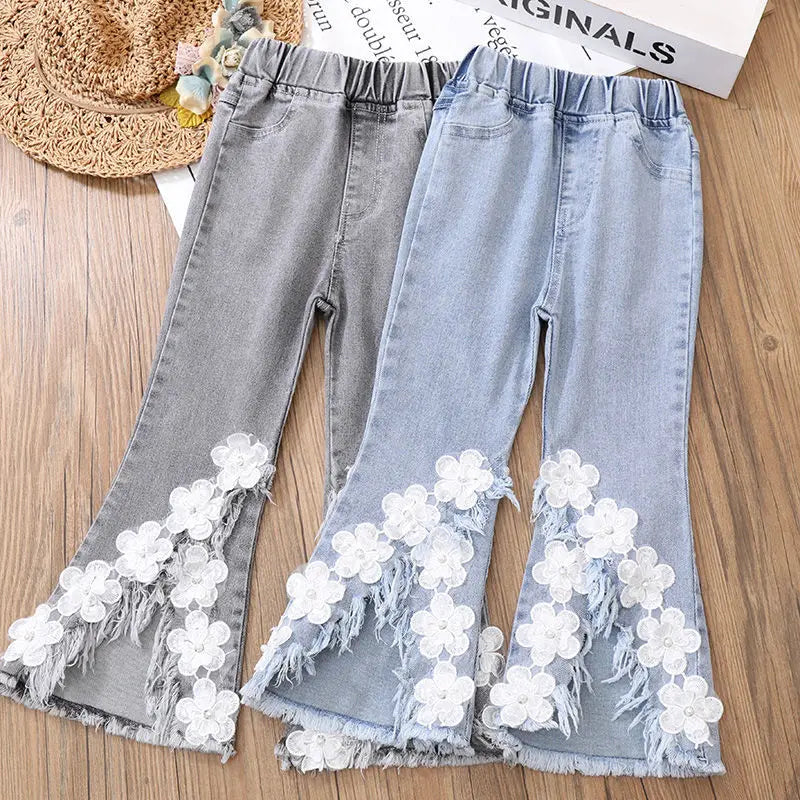 Girls demin and flower outfit