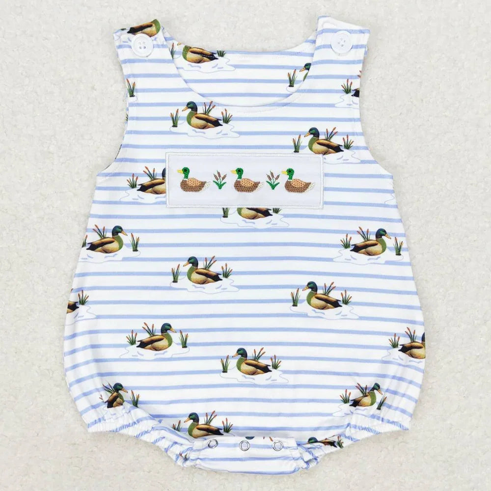 Boutique Infant Baby Boys Bubble Rompers Fashion Kids Designer Clothes Boys Camo Ducks Short Sleeve Rompers Toddler Boys Onesies