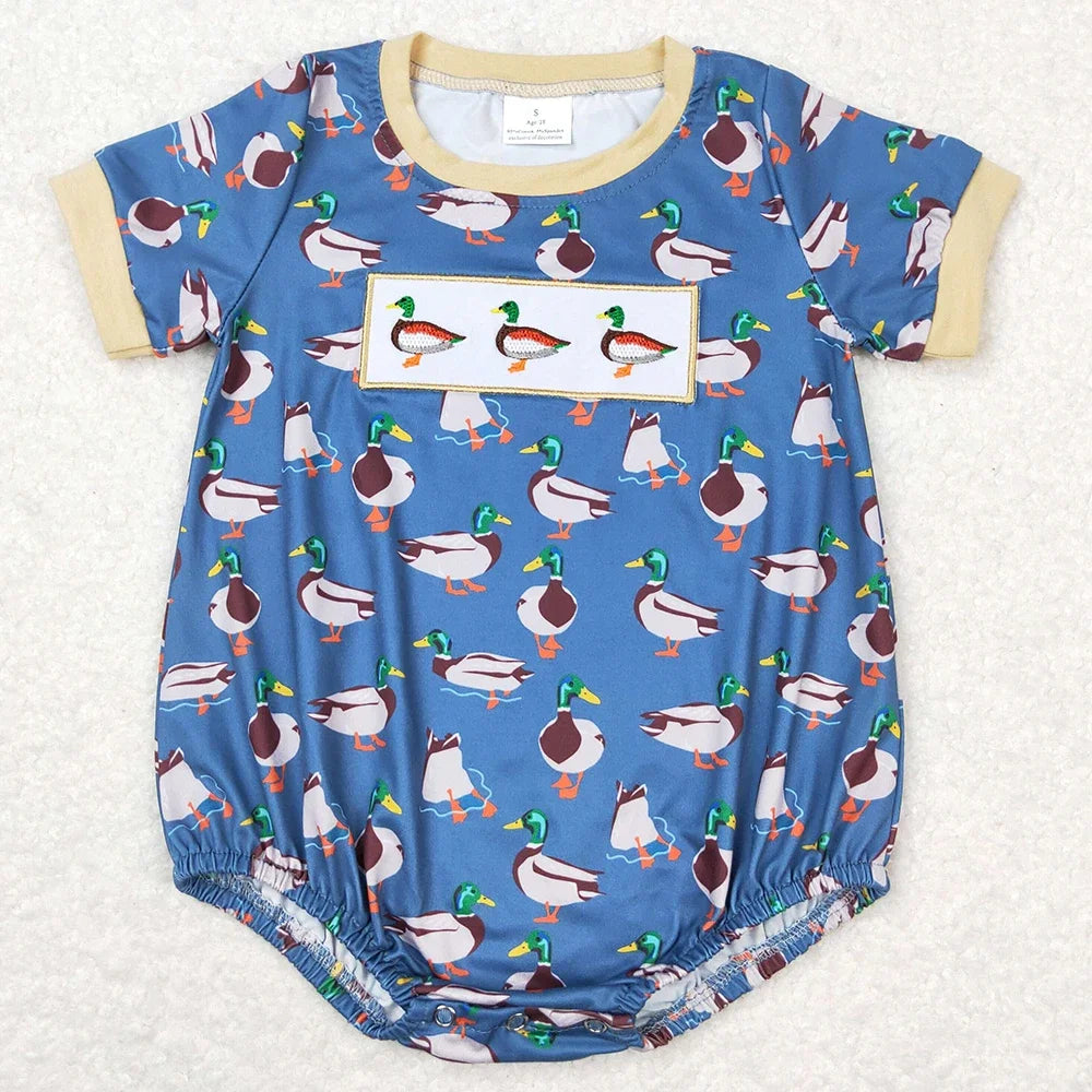 Boutique Infant Baby Boys Bubble Rompers Fashion Kids Designer Clothes Boys Camo Ducks Short Sleeve Rompers Toddler Boys Onesies