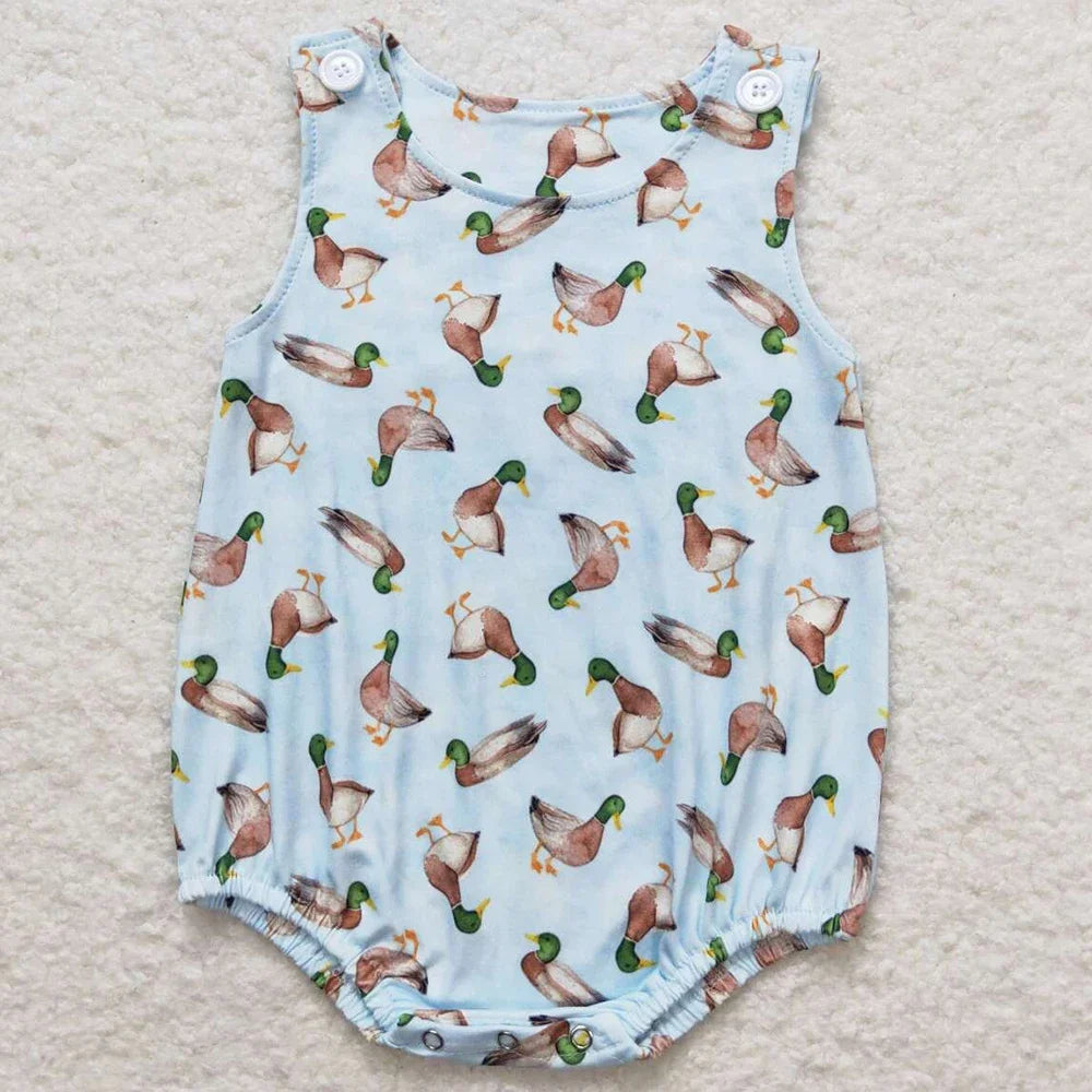 Boutique Infant Baby Boys Bubble Rompers Fashion Kids Designer Clothes Boys Camo Ducks Short Sleeve Rompers Toddler Boys Onesies